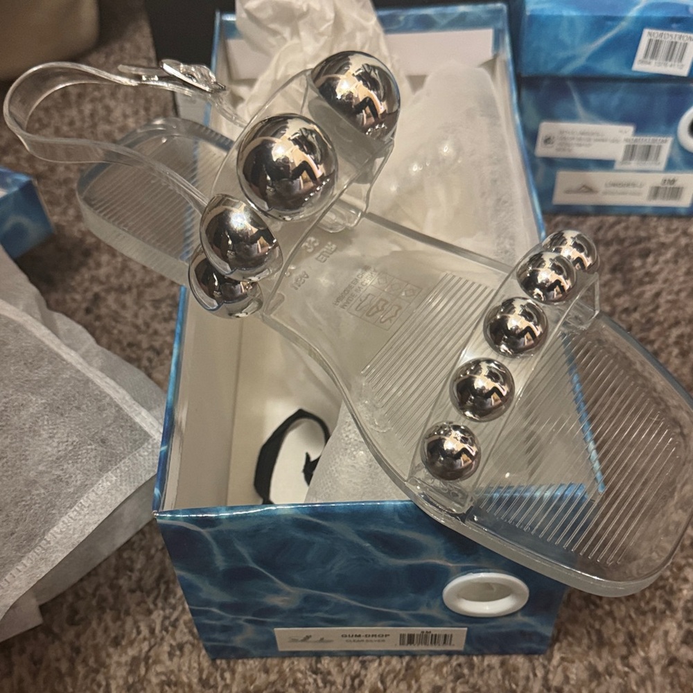 Jeffrey Campbell Silver and Clear Sandals